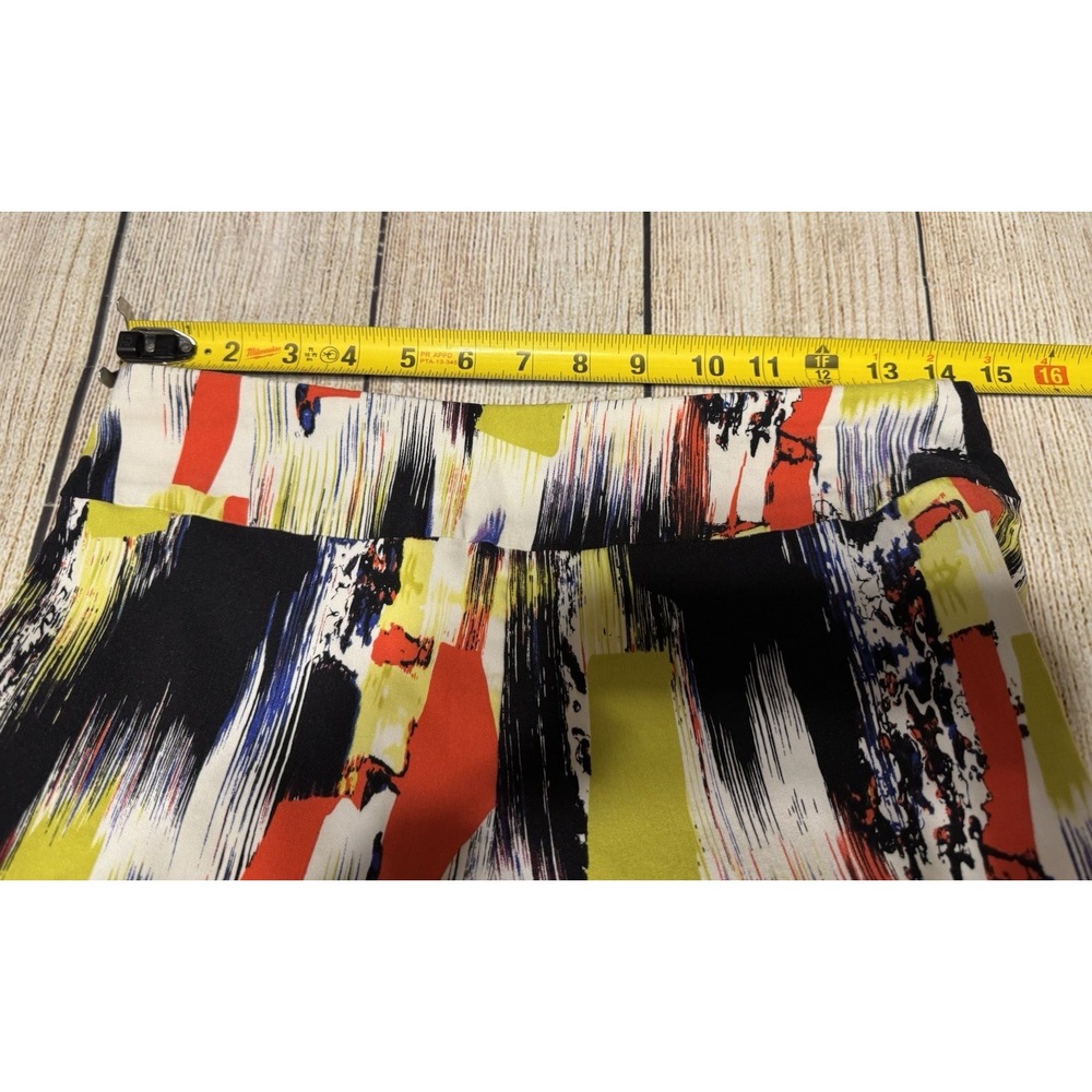 Krazy Larry Abstract Orange Yellow Blue Black Paint 27" Inseam Pants Sz 8 Tb13 - Picture 3 of 8